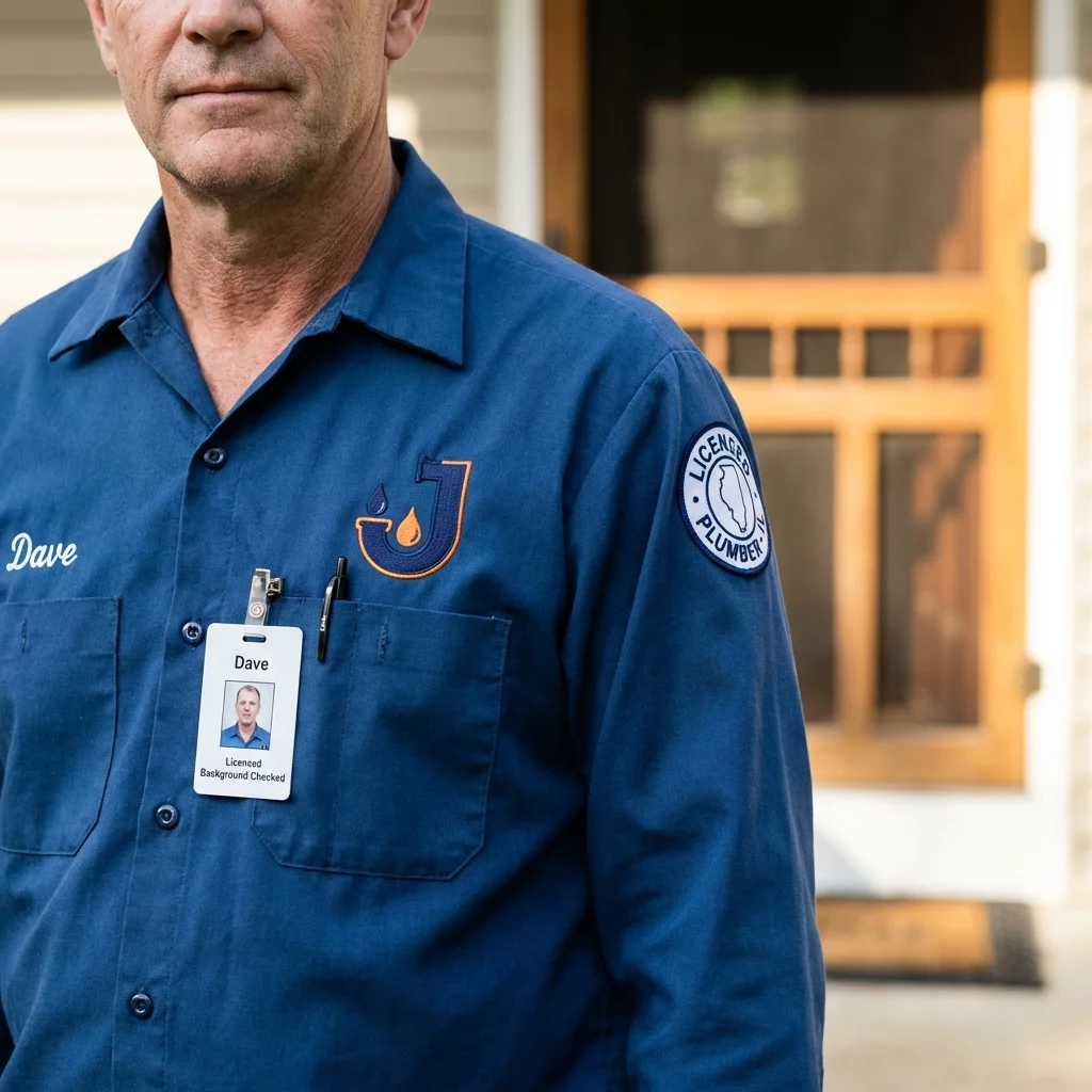 Licensed plumber showing ID badge in Watchung, NJ