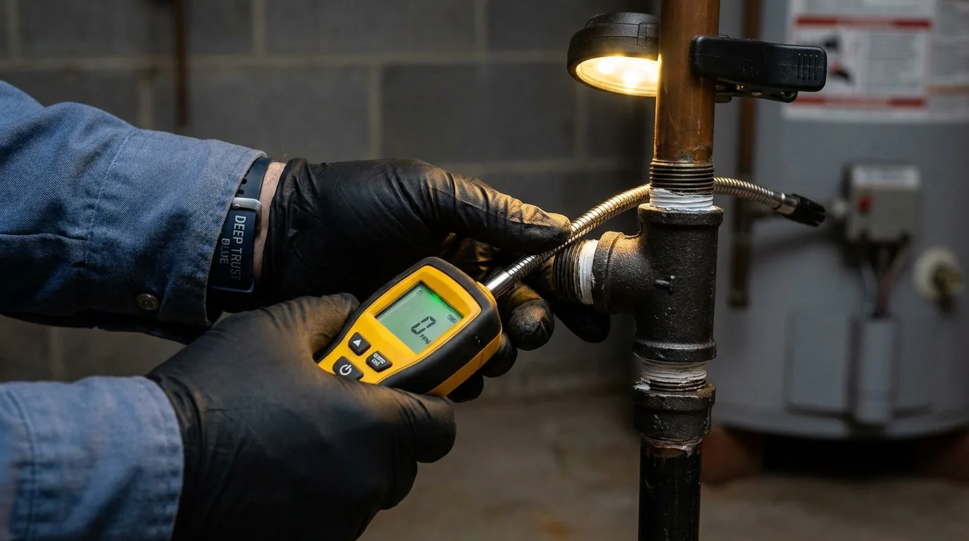 Gas leak detection with electronic sniffer by Johns Plumbing LLC in Watchung