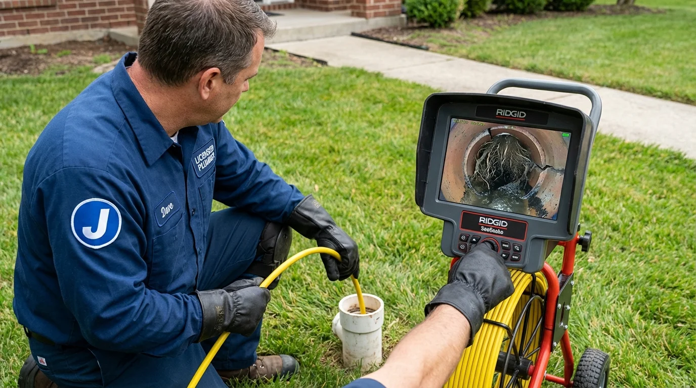 Sewer camera inspection being performed by Johns Plumbing LLC in Watchung