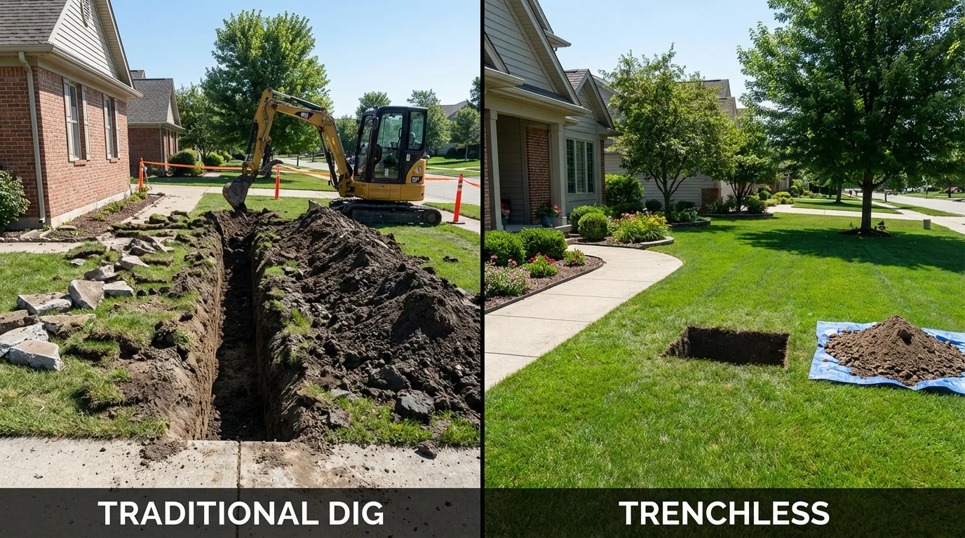 Trenchless sewer repair with minimal yard damage versus traditional excavation in Watchung, NJ